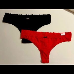 Lane Bryant Cacique Red Thong and Black Cheeky Panty Set